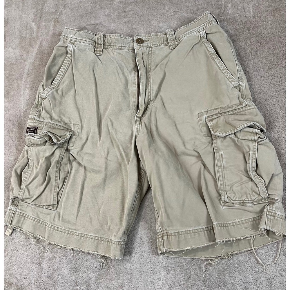 Vintage Y2K Abercrombie & Fitch Cargo Shorts Men Size 34 Distressed Hem 10"